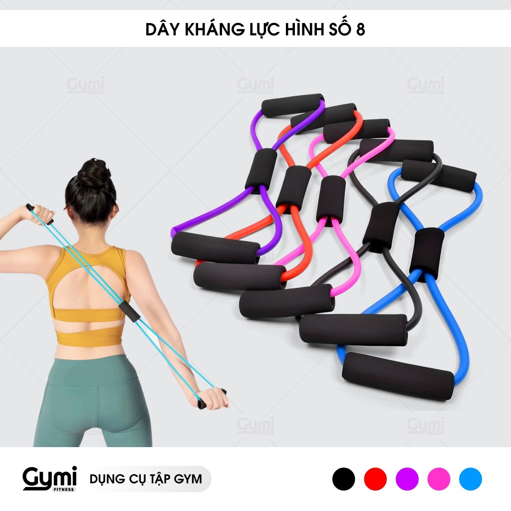 Dây Kéo Tập Gym, Dây Đàn Hồi Tập Tay Vai Dây Kháng Lực Tập Gym Hình Số 8 Dành Cho Nam Nữ