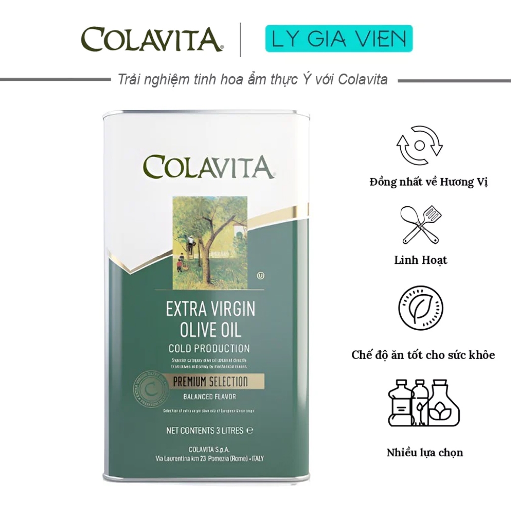  Dầu Oliu Nguyên Chất Colavita Premium Selection Extra Virgin Olive Oil Xuất xứ Ý  Size Lớn Lon 1L 3L  