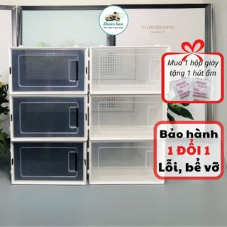 Hộp Đựng Giày Nắp Nhựa Cứng, Hộp Để Giày Dép Cửa Nắp Ngang Lắp Ghép Thông Minh Chịu Lực Cao
