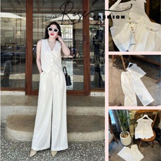 Set Đồ Linen Nữ Mùa Hè Áo Sát Nách Gile Quần Suông, Bộ Áo Gile 4 Nắp Túi  Quần Ống Suông Thích Hợp Cho Mọi Lứa Tuổi