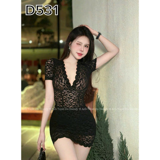 ĐẦM REN BODY CỔ V 60-90kg ( Big Size Huỳnh Ngọc )