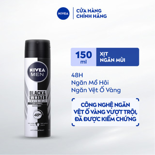 Xịt Ngăn Mùi NIVEA MEN Black&White Ngăn Vệt Ố Vàng Vượt Trội - Hương Nhẹ Nhàng (150 ml) - 82241