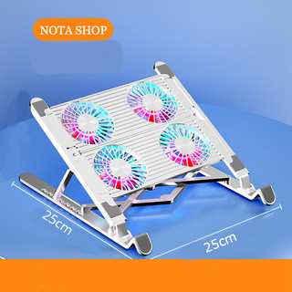 [Loại 1] Giá Đỡ LAPTOP, MACBOOK,  gấp gọn chỉnh độ cao hỗ trợ tản nhiệt công thái học, Quạt LED Chạy Êm cho Máy Tính
