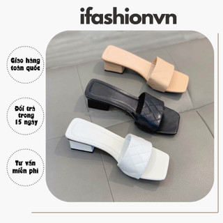 Guốc cao gót ô trám mũi vuông gót vuông cao 5cm thời trang cg-0581 ifashion