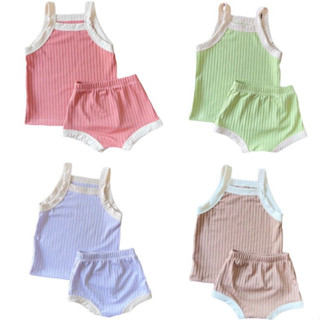  Bộ quần áo 2 dây mặc ở nhà cho bé gái chất thun peptit cao cấp mềm mại thoáng mát kháng khuẩn BS14 