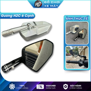 Gương Chiếu Hậu Xe Máy H2C 6 Cạnh  mẫu mới 2024, kính chiếu hậu gắn chân kính cho AB, SH, SH Mode...