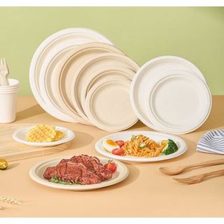 Set 50 Đĩa Bã Mía Tròn Màu Nâu (15.5cm / 17.5cm /22.5cm)