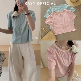 Kayy. áo sơ mi cổ viền ren _ a2203