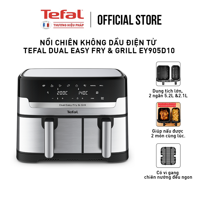 [Livestream] Nồi chiên không dầu điện tử Tefal Dual Easy Fry & Grill EY905D10