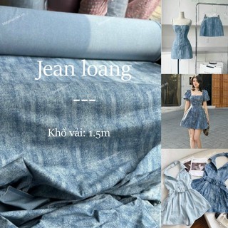 [Vải MM] (802) Vải Jean Loang Cao Cấp, Không Giãn, Dày Dặn Lên Sơ Mi, Váy, Đầm, Set Bộ Thiết Kế (Giá 0.5m)