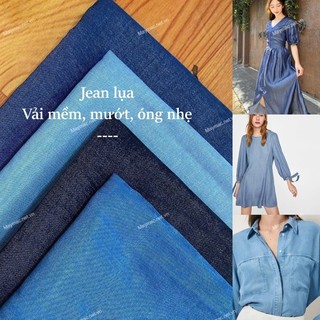 [Vải MM] (801) Vải Jean Lụa Chính Phẩm Mềm, Mát Lên Sơ Mi, Váy, Đầm, Set Bộ (Giá 0.5m)