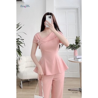 Áo Sơ mi cổ lệch, gấu xòe, đính hoa Emspo SMS2590