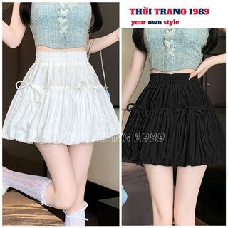 Chân váy xoè tầng dáng bồng cạp cao cách điệu nơ siêu xinh - chân váy bồng dáng bí xoè lưng cao nơ hot - 1989