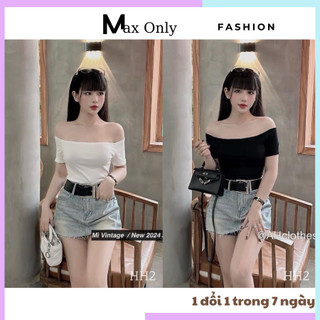 Áo trễ vai cộc nữ ôm body tôn dáng basic dễ phối đồ