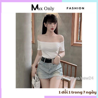 Áo trễ vai cộc nữ ôm body tôn dáng basic dễ phối đồ