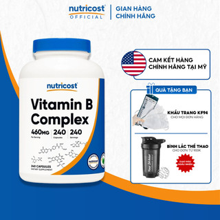 Vitamin B Nutricost Complex 460mg, bổ sung vitamin B hỗ trợ sức khỏe, nâng cao đề kháng 120 viên