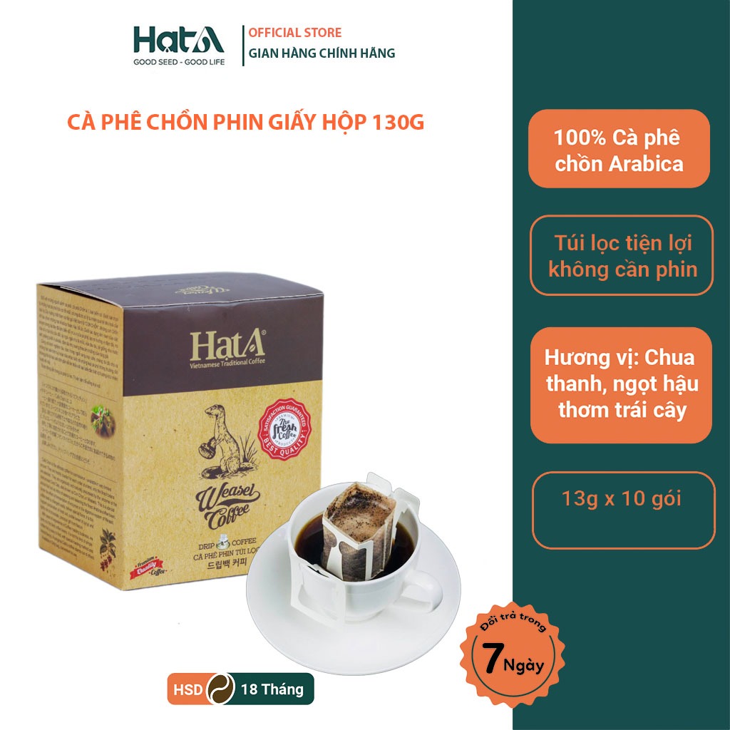 Cà phê chồn phin giấy  Hạt A Cafe Weasel Legend Coffee Drip 130gr