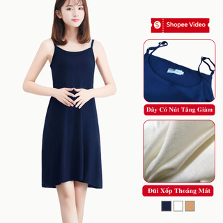 Váy Ngủ 2 Dây Mặc Nhà Madela Đũi Hàn Mịn Mát, Váy Ngủ Hai Dây Mặc Nhà: Đồ Ngủ 2 Dây Mặc Nhà Nữ, Đầm Ngủ 2 Dây -V2DD03
