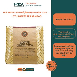 Trà sen thượng hạng Hương Mai Cafe Lotus Green Tea 100% lá trà non ướp trong bông sen 125gr - đựng trong hộp tre