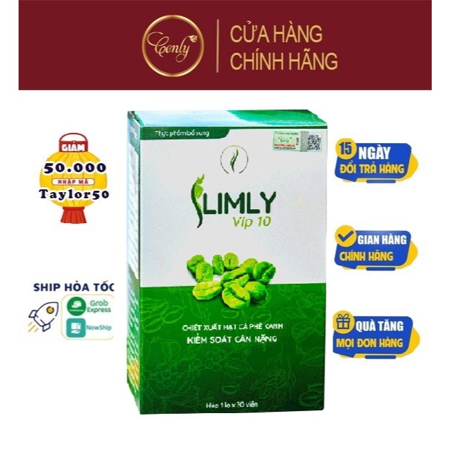 Giảm Cân Slimly Vip 10 Tặng detox Collagen Khoá Cân [BẢN NÂNG CẤP CENLY] x10 hiệu quả