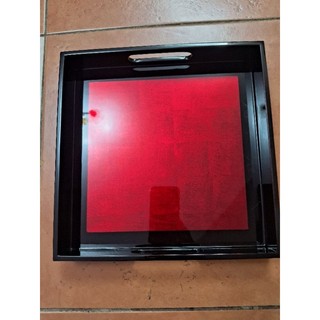 Khay gỗ sơn mài vuông 27cm, 29,5cm, 32cm màu vàng, màu đỏ