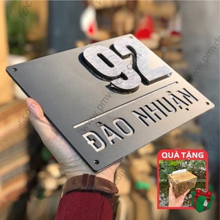 BẢNG, BIỂN SỐ NHÀ. Alcorest + Mica ghi sần, số nổi 10mm, ngoài trời sang trọng tinh tế. BSN-PMV42