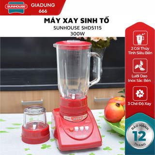 MÁY XAY SINH TỐ SUNHOUSE SHD5115, BẢO HÀNH TOÀN QUỐC, MÁY XAY SINH TỐ CỐI THỦY TINH, LƯỠI DAO SẮC BÉN
