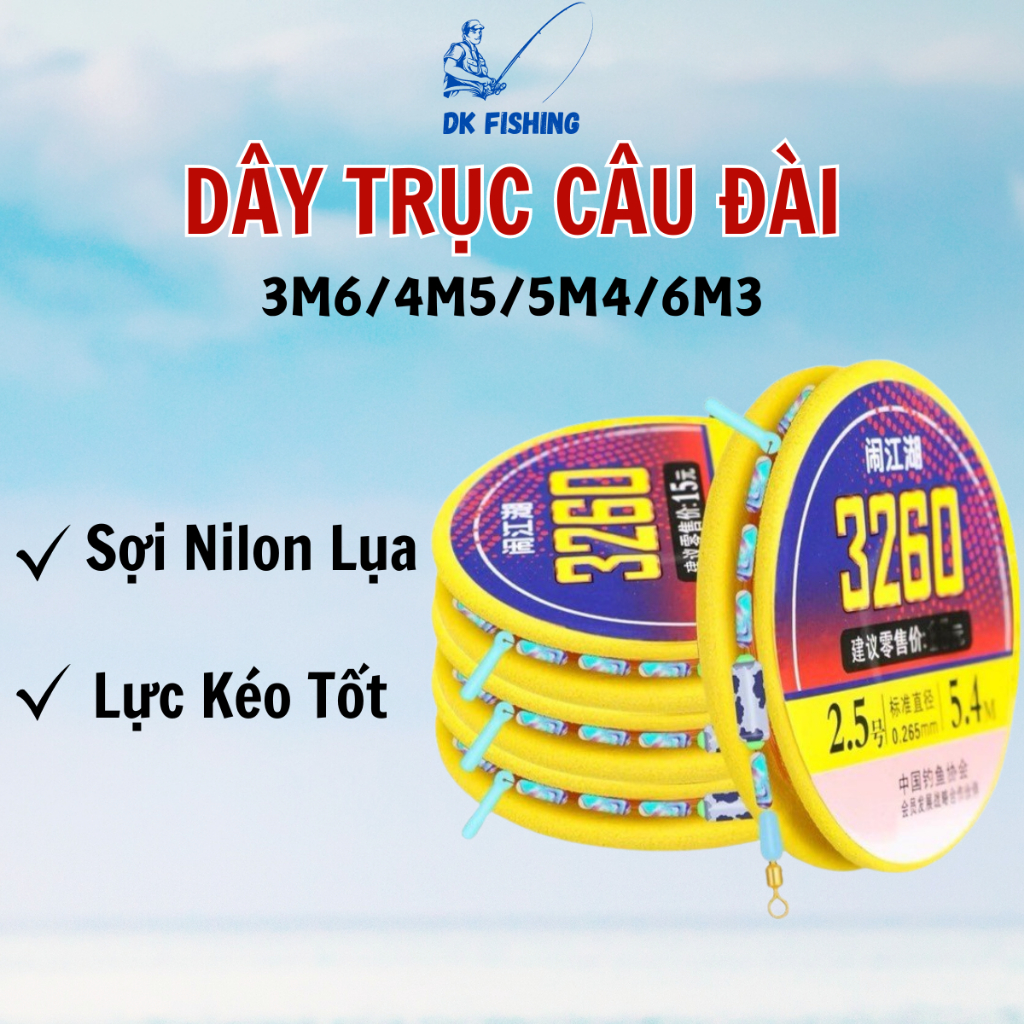 Dây Trục Câu Đài Buộc Sẵn Cước Câu Cá Tàng Hình Đủ Chiều Dài 3m6/4m5/5m4/6m3 Trục Câu Cá Tàng Hình -