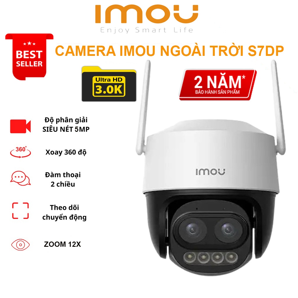 Camera Wifi IMOU CRUISER Z S7DP 3K 5MP Zoom 12X, Ống Kính Kép, Xoay 360 Độ, Có Màu Ban Đêm