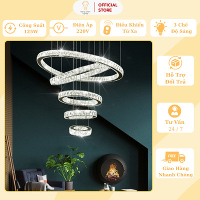 Đèn Thả Trần Energy Green Lighting 5 Vòng Pha Lê CD-111 - Decor Trang Trí PHòng Khách