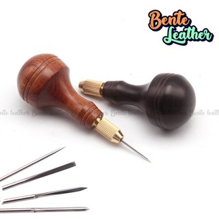 Dùi lỗ da vải cán gỗ cao cấp thép gió SKH55 dùi tròn dùi trám dùi kim cương dùi xiên Bente Leather