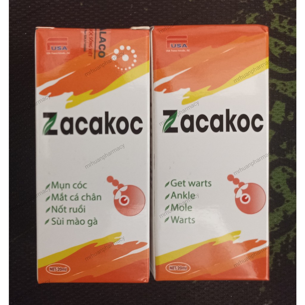 Zacakoc 20ml - Dùng cho mụn cóc, mắt cá chân, nốt ruồi, sùi mào gà