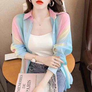 Áo Sơ Mi Nữ Voan Loang Mỏng Siêu Mát Mùa Hè Phong Cách Hàn Quốc