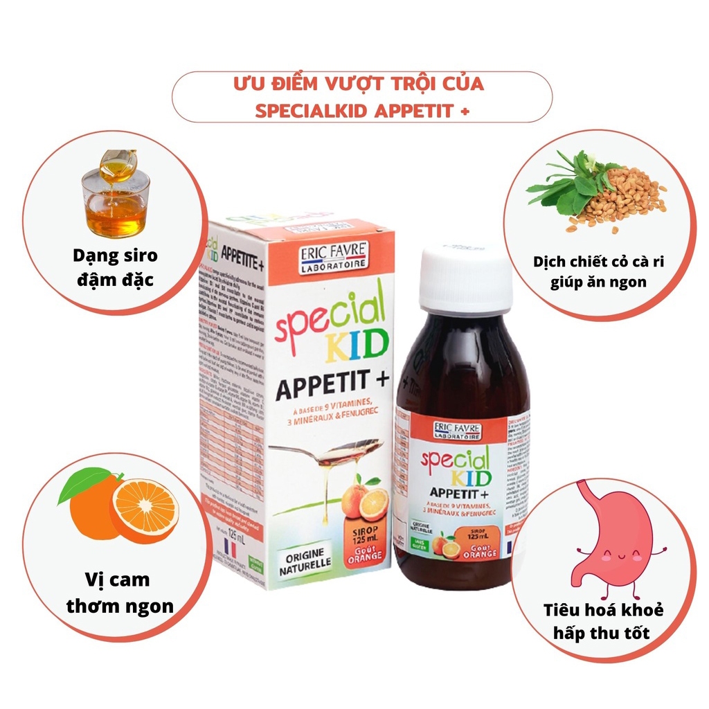 Siro Ăn Ngon Cho Bé Special Kid Appetit Giúp Bé Hết Biếng Ăn, Khỏe Mạnh, Lanh Lợi (Chai 125ml)