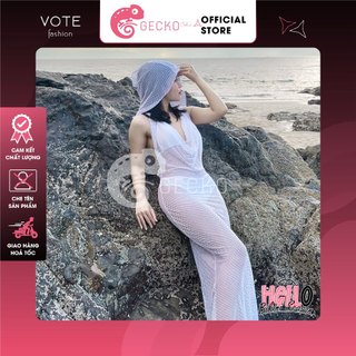 [HCM] Áo Lưới Xuyên Thấu GECKO Mũ Trùm Khoét Sâu Gợi Cảm Mặc Ngoài Bikini 3PK15 (Ảnh Thật)