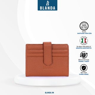 Ví đựng card da bò thật, chất liệu da gân Saffiano, thương hiệu Blanda 8VNBG06