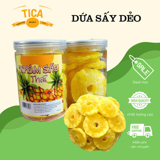 Dứa sấy dẻo, thơm sấy, khóm sấy dẻo kiểu thái lan 400g - tica mart