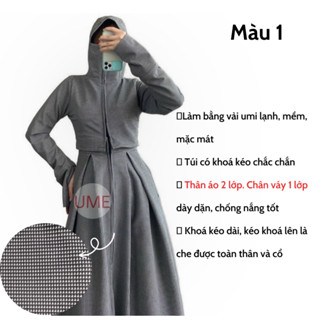 Đầm chống nắng toàn thân croptop hàng thiết kế vải umi 2 lớp