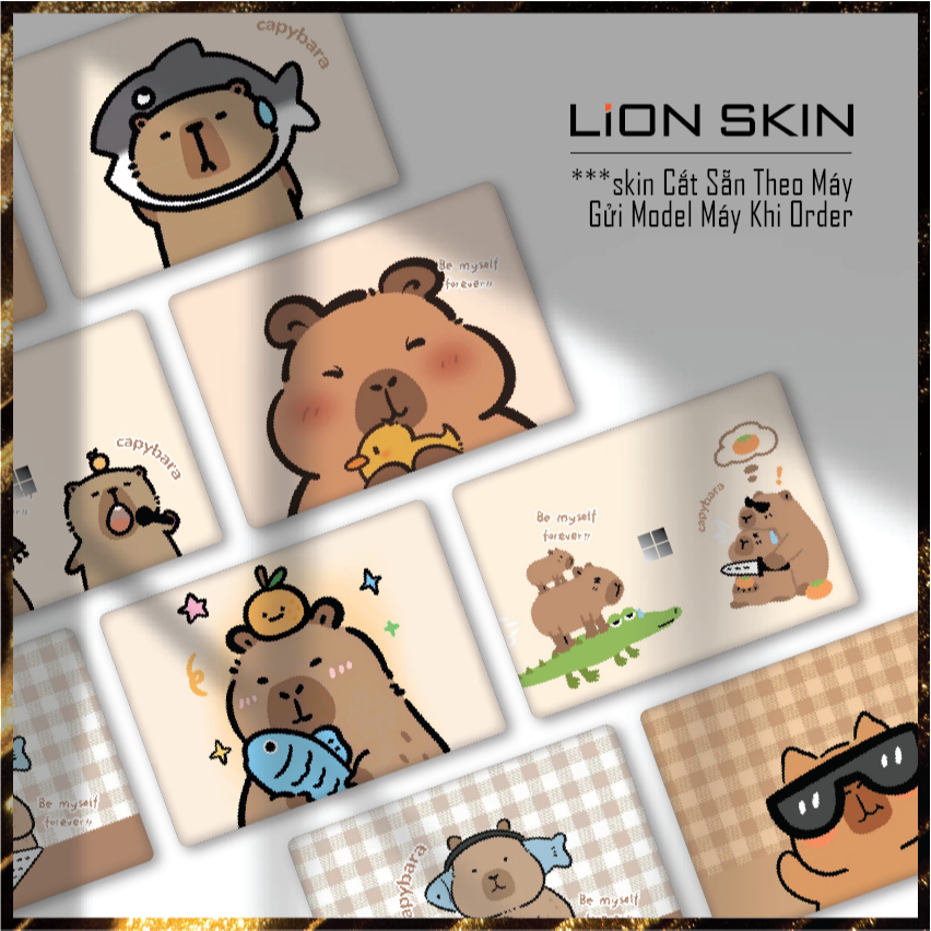 (GỬI MODEL MÁY KHI ORDER) Decal Dán Laptop mẫu capybara - Skin Laptop Cắt Sẵn Theo Máy