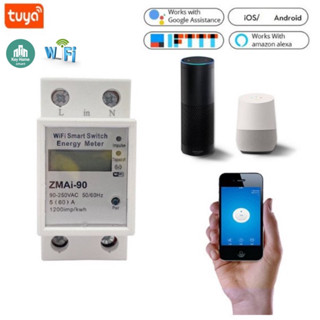  Công tơ điện tử thông minh wifi tuya 60A ZMAi90 đồng hồ đo điện kết nối wifi xem điện  từ xa qua app 