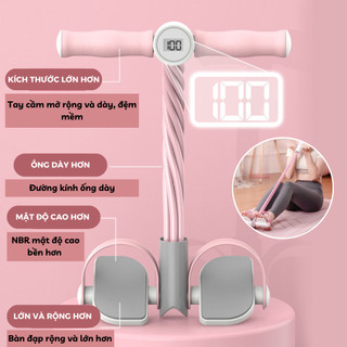 Dây Tập Bụng - Dây Kéo Đàn Hồi Kháng Lực 6 Ống Cao Su, Bàn Đạp Kéo Đa Năng Tập Bụng, Thể Dục, Tập Gym Tại Nhà