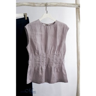 Áo linen tưng MaxMessi Premium Collection Abigail chít eo thắt dây lưng