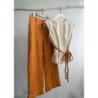 Áo linen tưng MaxMessi Premium Collection Abigail chít eo thắt dây lưng