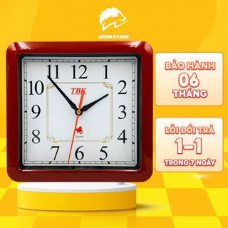 Đồng hồ treo tường Vuông bốn màu, Đồng hồ Kashi treo tường  kim giật, Phù hợp treo phòng ngủ, phòng làm việc