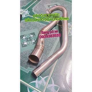 Cổ pô fz 2 khúc inox gắn lon pô độ họng 51mm