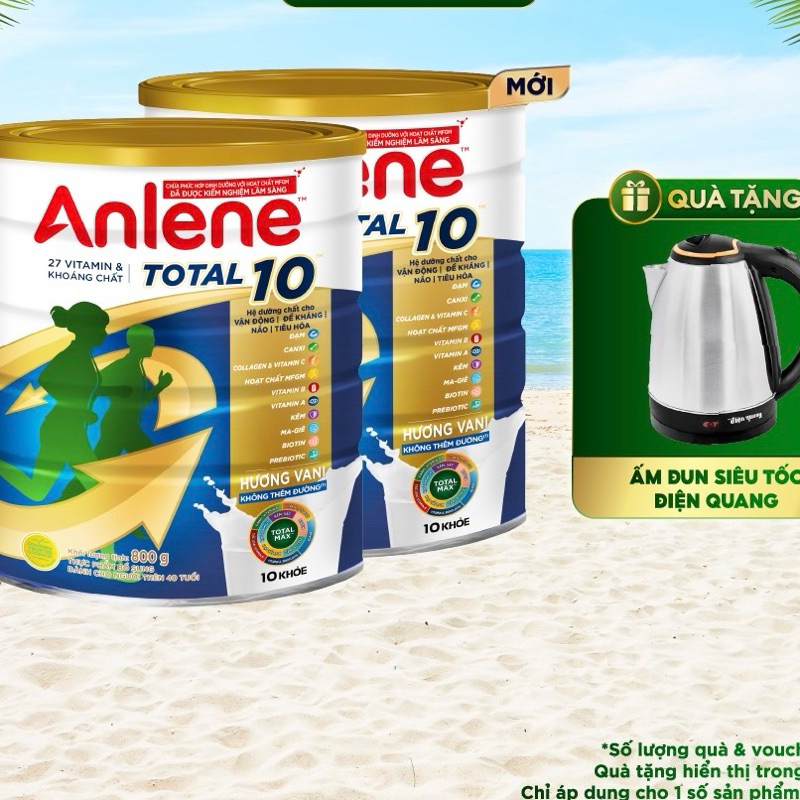 Anlene total 10 combo 2lon 800g tặng ấm dun siêu  tốc