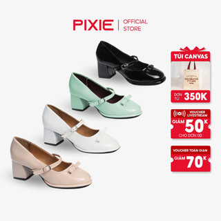Giày Cao Gót 5cm Quai Cài Ngang Phối Nơ Thời Trang H024