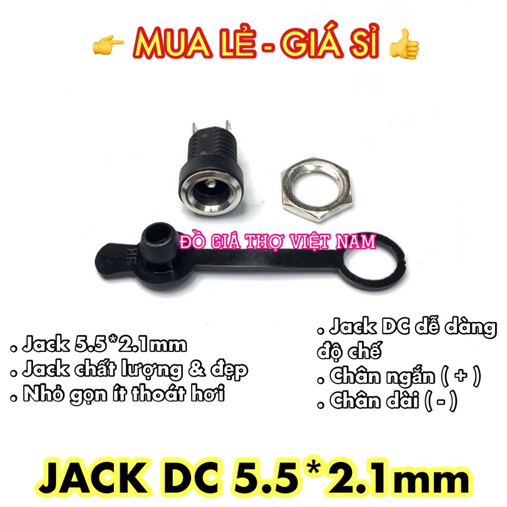 [ĐGTVN] Jack DC 5.5*2.1mm loại tốt (5521)