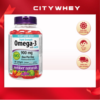 Omega 3 CoQ10 Webber Naturals (80 Viên) -Viên Uống Dầu Cá  Bảo vệ tim mạch, Đẹp da Sáng Mắt