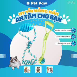 Đồ chơi dây thừng bện nhai ngặm có gắn bóng nhựa cho thú cưng chó mèo